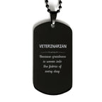 Sarcastic Veterinarian Black Dog Tag Gifts, Christmas Holiday Gifts for Veterinarian Birthday, Veterinarian: Because greatness is woven
