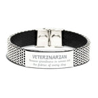 Sarcastic Veterinarian Stainless Steel Bracelet Gifts, Christmas Holiday Gifts for Veterinarian Birthday, Veterinarian: Because greatness is woven