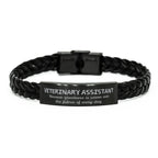 Sarcastic Veterinary Assistant Braided Leather Bracelet Gifts, Christmas Holiday Gifts for Veterinary Assistant Birthday, Veterinary Assistant: Because greatness is woven