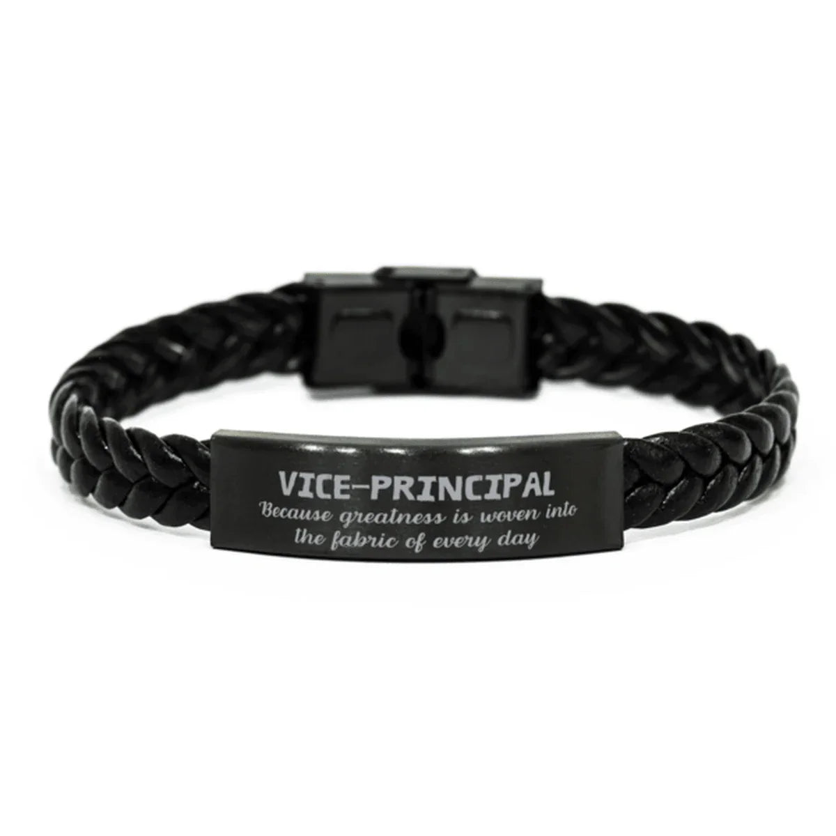 Sarcastic Vice-principal Braided Leather Bracelet Gifts, Christmas Holiday Gifts for Vice-principal Birthday, Vice-principal: Because greatness is woven