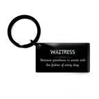 Sarcastic Waitress Keychain Gifts, Christmas Holiday Gifts for Waitress Birthday, Waitress: Because greatness is woven