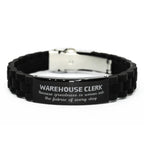 Sarcastic Warehouse Clerk Black Glidelock Clasp Bracelet Gifts, Christmas Holiday Gifts for Warehouse Clerk Birthday, Warehouse Clerk: Because greatness is woven