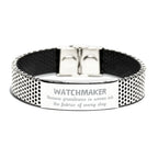 Sarcastic Watchmaker Stainless Steel Bracelet Gifts, Christmas Holiday Gifts for Watchmaker Birthday, Watchmaker: Because greatness is woven