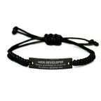 Sarcastic Web Developer Black Rope Bracelet Gifts, Christmas Holiday Gifts for Web Developer Birthday, Web Developer: Because greatness is woven