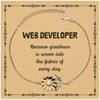 Sarcastic Web Developer Sunflower Bracelet Gifts, Christmas Holiday Gifts for Web Developer Birthday Message Card, Web Developer: Because greatness is woven into the fabric
