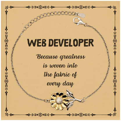 Sarcastic Web Developer Sunflower Bracelet Gifts, Christmas Holiday Gifts for Web Developer Birthday Message Card, Web Developer: Because greatness is woven into the fabric of every day, Coworkers, Friends - Mallard Moon Gift Shop
