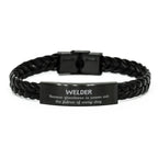 Sarcastic Welder Braided Leather Bracelet Gifts, Christmas Holiday Gifts for Welder Birthday, Welder: Because greatness is woven