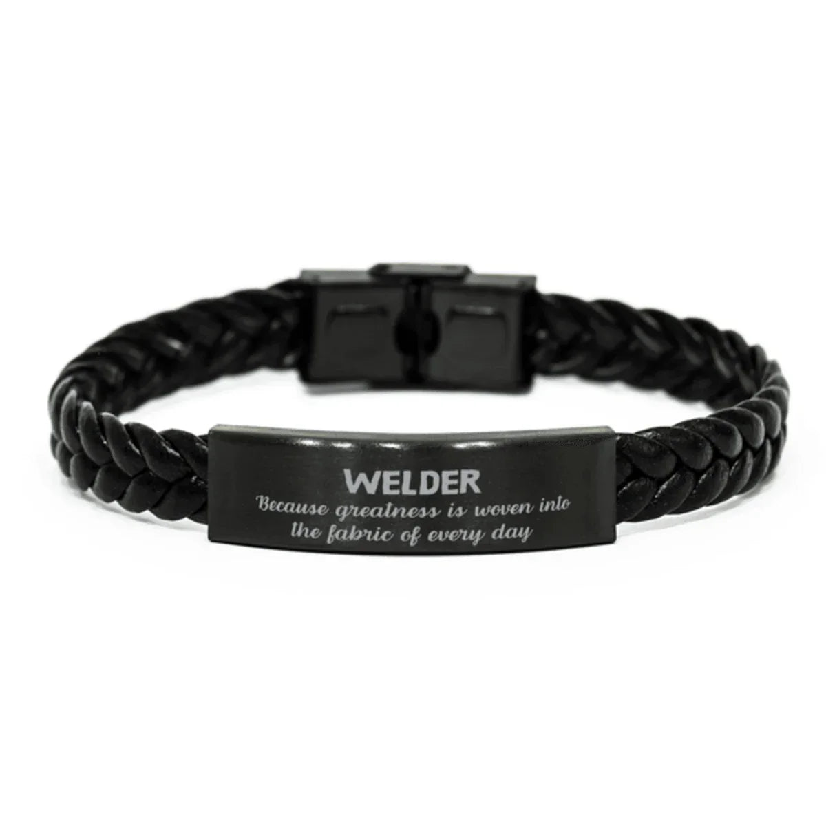 Sarcastic Welder Braided Leather Bracelet Gifts, Christmas Holiday Gifts for Welder Birthday, Welder: Because greatness is woven