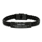 Sarcastic Writer Braided Leather Bracelet Gifts, Christmas Holiday Gifts for Writer Birthday, Writer: Because greatness is woven