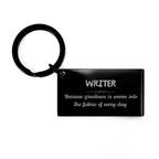 Sarcastic Writer Keychain Gifts, Christmas Holiday Gifts for Writer Birthday, Writer: Because greatness is woven