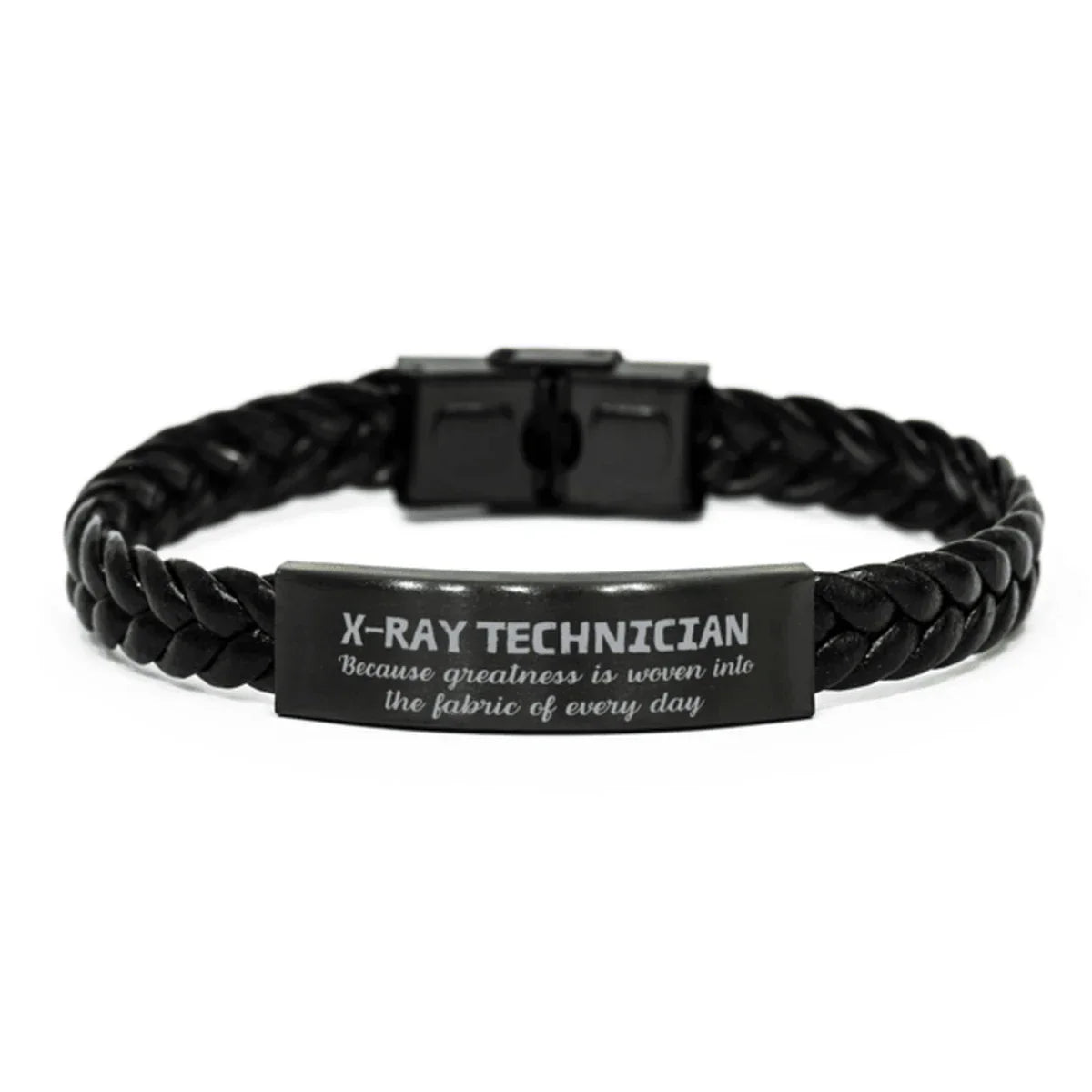 Sarcastic X-Ray Technician Braided Leather Bracelet Gifts, Christmas Holiday Gifts for X-Ray Technician Birthday, X-Ray Technician: Because greatness is woven