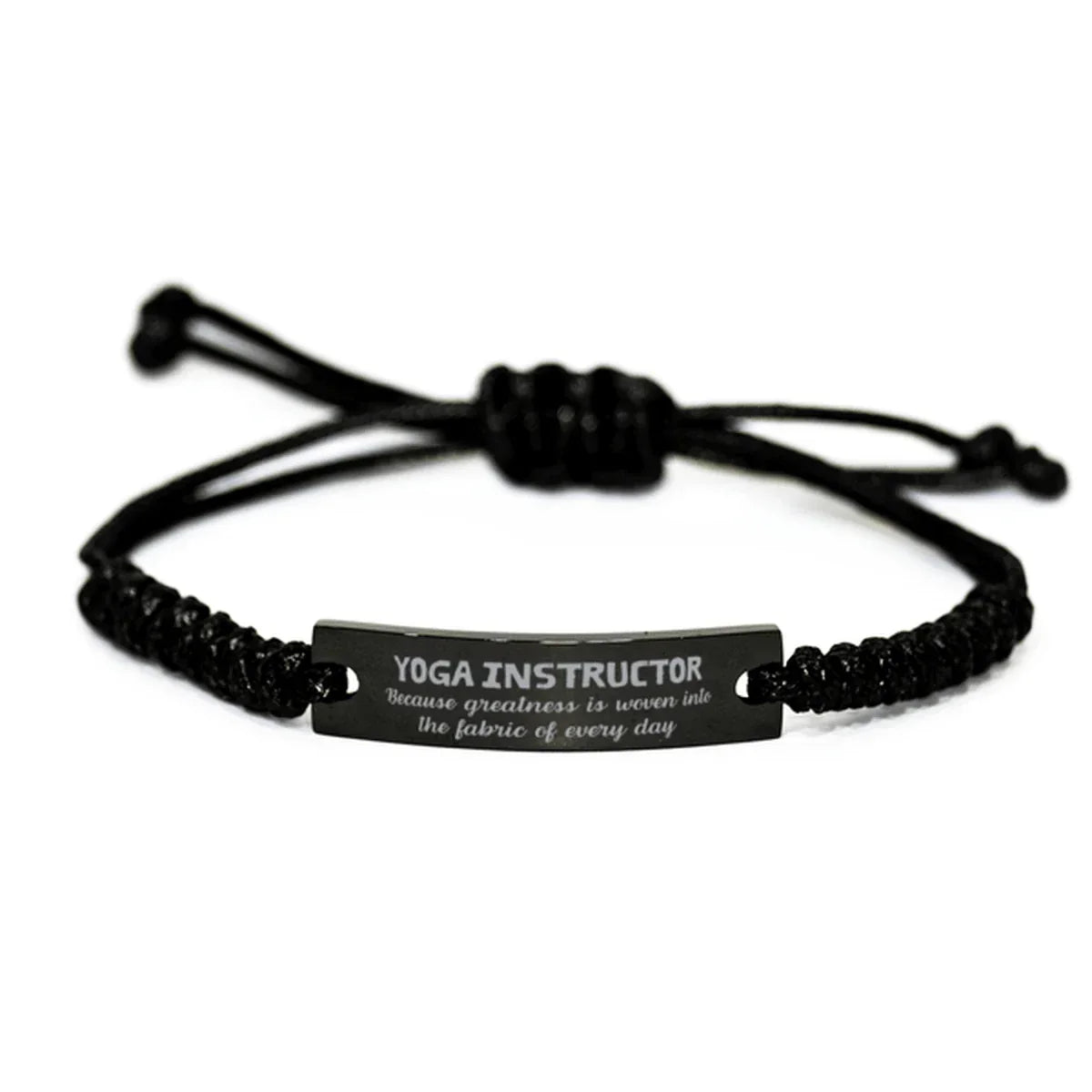 Sarcastic Yoga Instructor Black Rope Bracelet Gifts, Christmas Holiday Gifts for Yoga Instructor Birthday, Yoga Instructor: Because greatness is woven