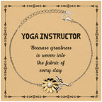 Sarcastic Yoga Instructor Sunflower Bracelet Gifts, Christmas Holiday Gifts for Yoga Instructor Birthday Message Card, Yoga Instructor: Because greatness is woven into the fabric