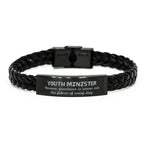 Sarcastic Youth Minister Braided Leather Bracelet Gifts, Christmas Holiday Gifts for Youth Minister Birthday, Youth Minister: Because greatness is woven