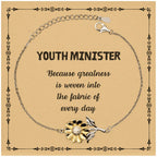 Sarcastic Youth Minister Sunflower Bracelet Gifts, Christmas Holiday Gifts for Youth Minister Birthday Message Card, Youth Minister: Because greatness is woven into the fabric