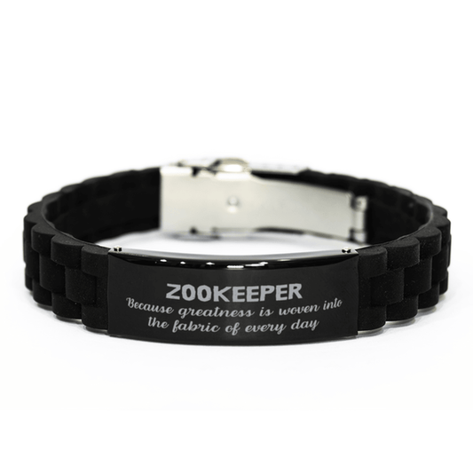 Sarcastic Zookeeper Black Glidelock Clasp Bracelet Gifts, Christmas Holiday Gifts for Zookeeper Birthday, Zookeeper: Because greatness is woven into the fabric of every day, Coworkers, Friends - Mallard Moon Gift Shop