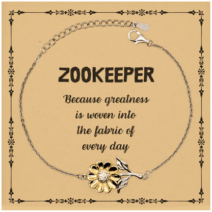 Sarcastic Zookeeper Sunflower Bracelet Gifts, Christmas Holiday Gifts for Zookeeper Birthday Message Card, Zookeeper: Because greatness is woven into the fabric of every day, Coworkers, Friends - Mallard Moon Gift Shop