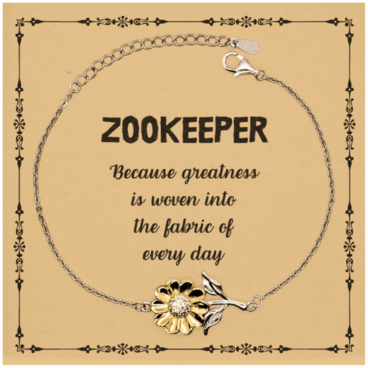 Sarcastic Zookeeper Sunflower Bracelet Gifts, Christmas Holiday Gifts for Zookeeper Birthday Message Card, Zookeeper: Because greatness is woven into the fabric of every day, Coworkers, Friends - Mallard Moon Gift Shop