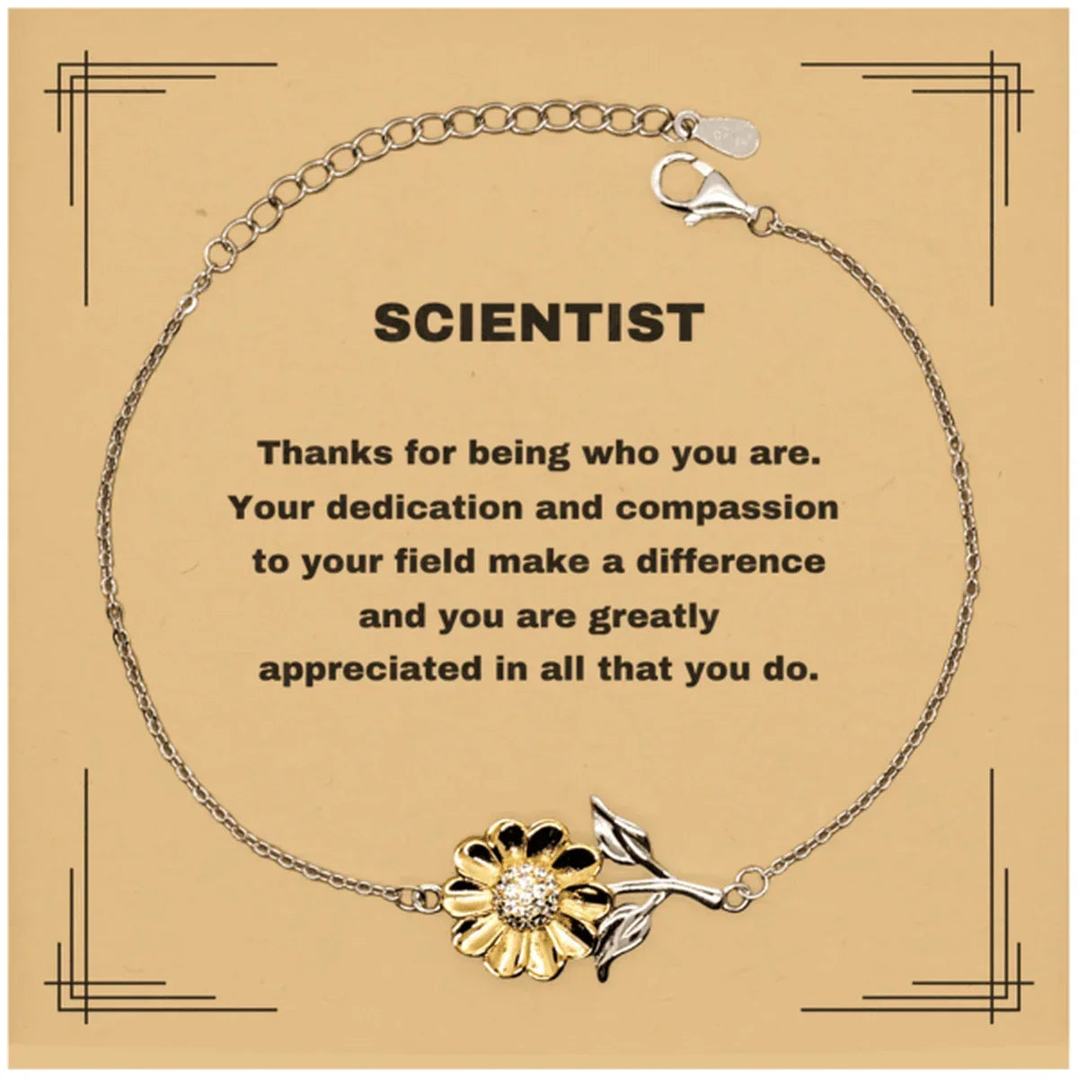 ScientistSunflower Bracelet - Thanks for being who you are - Birthday Christmas Jewelry Gifts Coworkers Colleague Boss