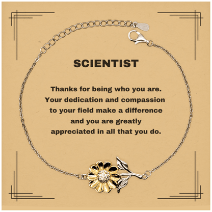 ScientistSunflower Bracelet - Thanks for being who you are - Birthday Christmas Jewelry Gifts Coworkers Colleague Boss - Mallard Moon Gift Shop