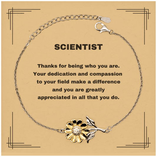 ScientistSunflower Bracelet - Thanks for being who you are - Birthday Christmas Jewelry Gifts Coworkers Colleague Boss - Mallard Moon Gift Shop