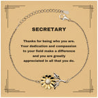SecretarySunflower Bracelet - Thanks for being who you are - Birthday Christmas Jewelry Gifts Coworkers Colleague Boss