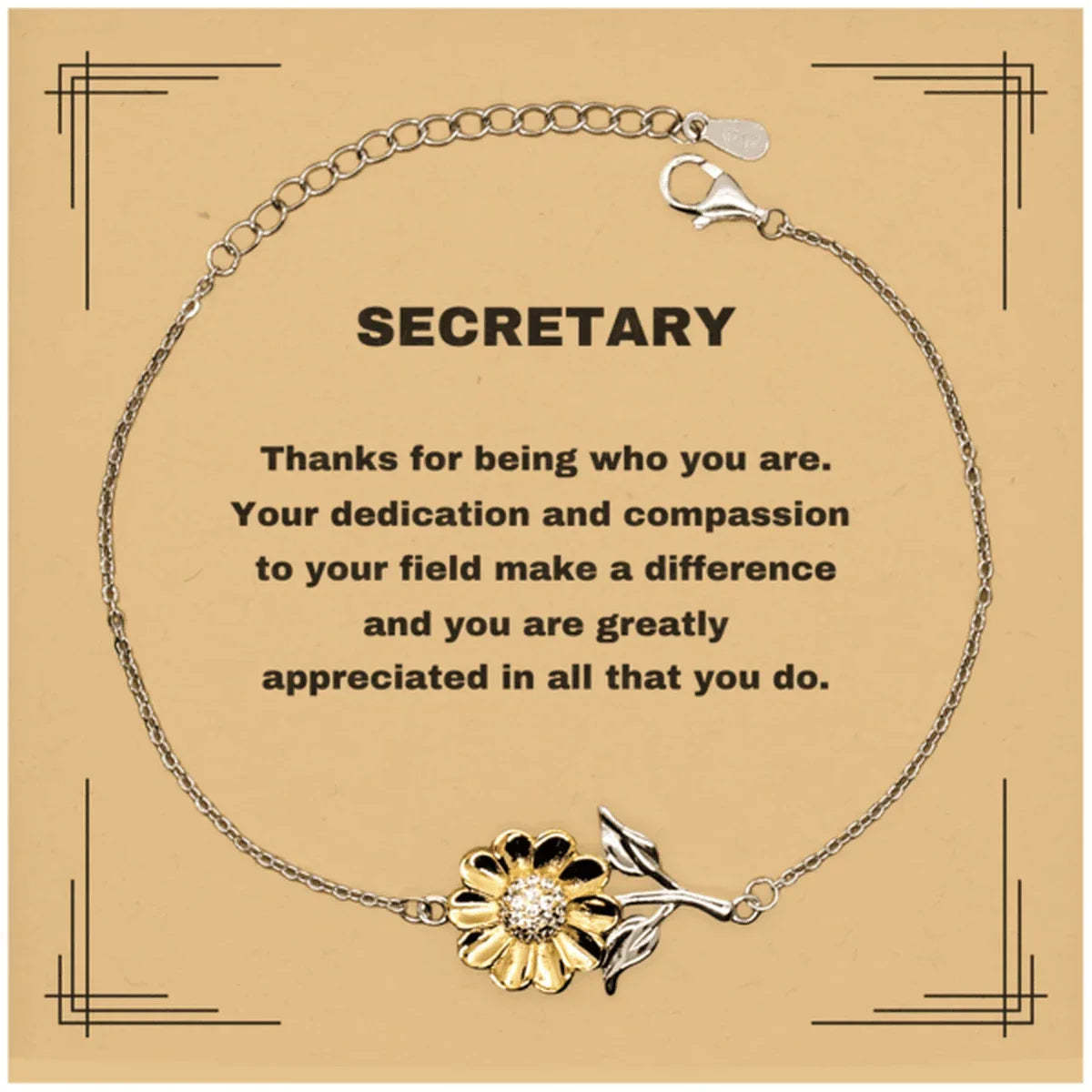 SecretarySunflower Bracelet - Thanks for being who you are - Birthday Christmas Jewelry Gifts Coworkers Colleague Boss