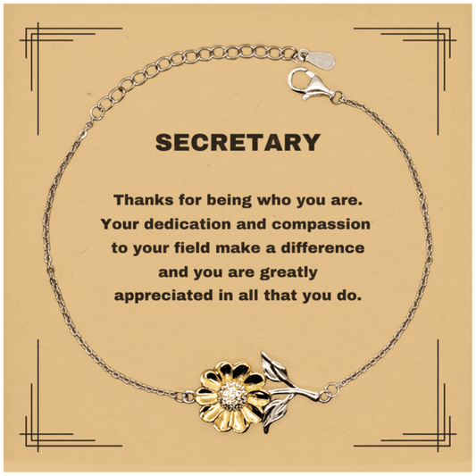 SecretarySunflower Bracelet - Thanks for being who you are - Birthday Christmas Jewelry Gifts Coworkers Colleague Boss - Mallard Moon Gift Shop