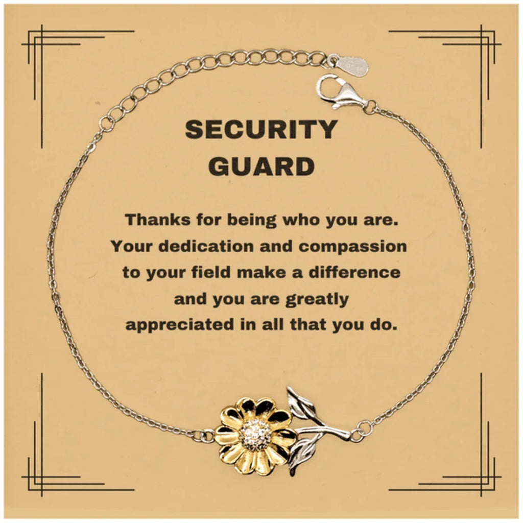 Security GuardSunflower Bracelet - Thanks for being who you are - Birthday Christmas Jewelry Gifts Coworkers Colleague Boss