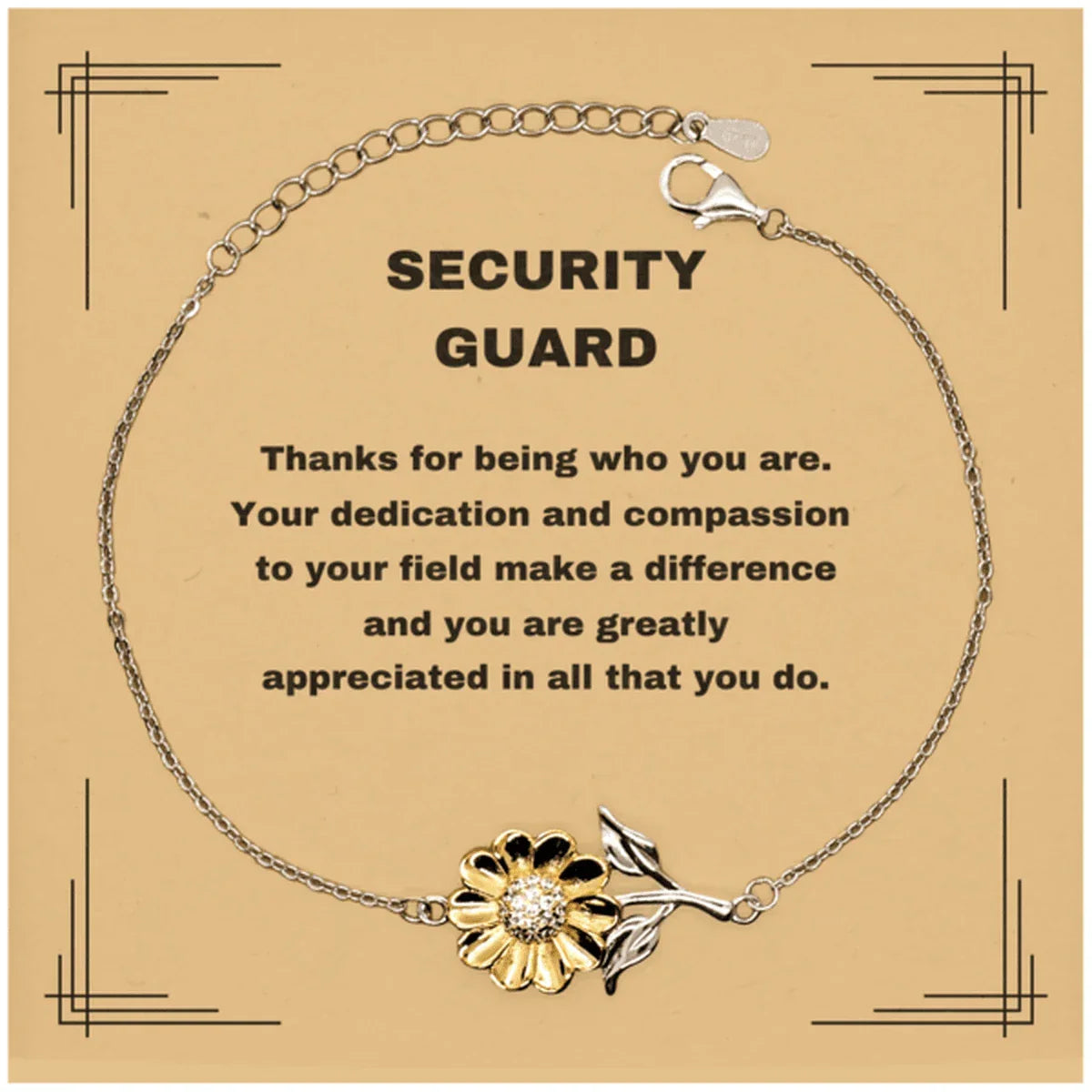 Security GuardSunflower Bracelet - Thanks for being who you are - Birthday Christmas Jewelry Gifts Coworkers Colleague Boss