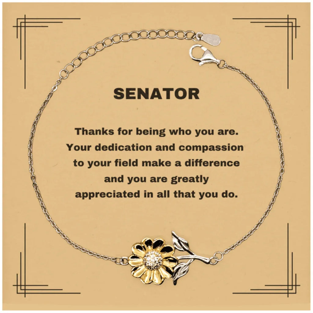 SenatorSunflower Bracelet - Thanks for being who you are - Birthday Christmas Jewelry Gifts Coworkers Colleague Boss