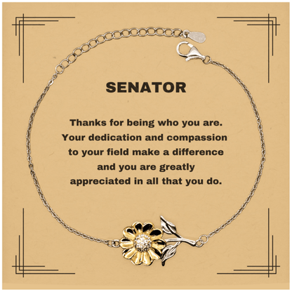 SenatorSunflower Bracelet - Thanks for being who you are - Birthday Christmas Jewelry Gifts Coworkers Colleague Boss - Mallard Moon Gift Shop