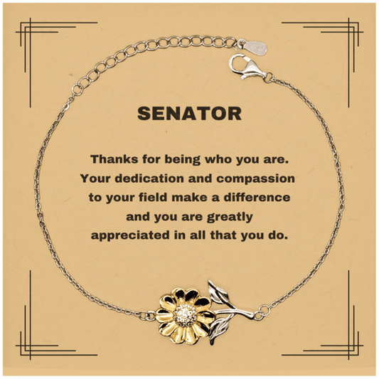 SenatorSunflower Bracelet - Thanks for being who you are - Birthday Christmas Jewelry Gifts Coworkers Colleague Boss - Mallard Moon Gift Shop