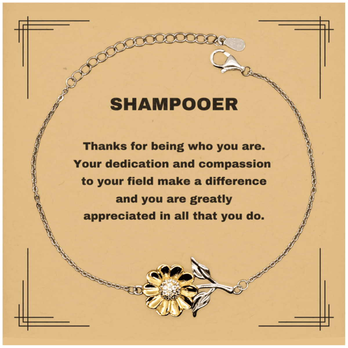 ShampooerSunflower Bracelet - Thanks for being who you are - Birthday Christmas Jewelry Gifts Coworkers Colleague Boss - Mallard Moon Gift Shop