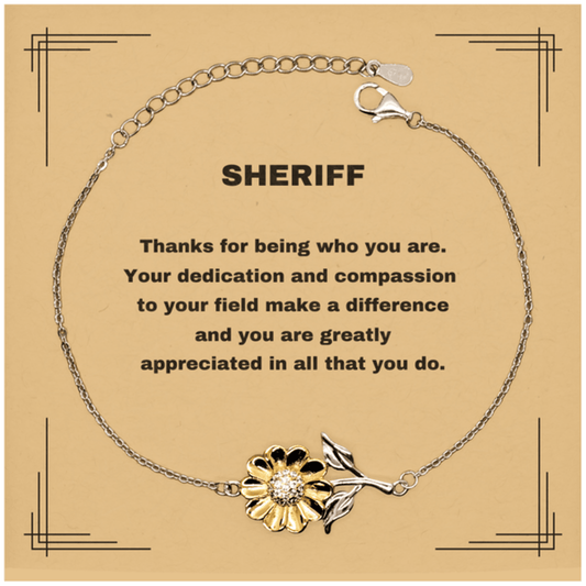 Sheriff Sunflower Bracelet - Thanks for being who you are - Birthday Christmas Jewelry Gifts Coworkers Colleague Boss - Mallard Moon Gift Shop