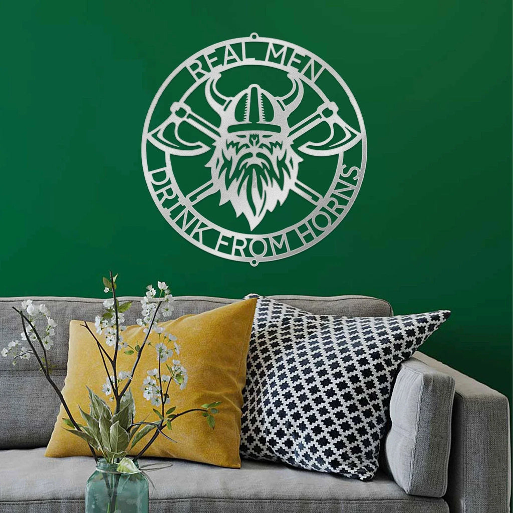 Viking Battle Axe Ring Monogram Personalized Name Indoor Outdoor Steel Wall Sign Metal Art