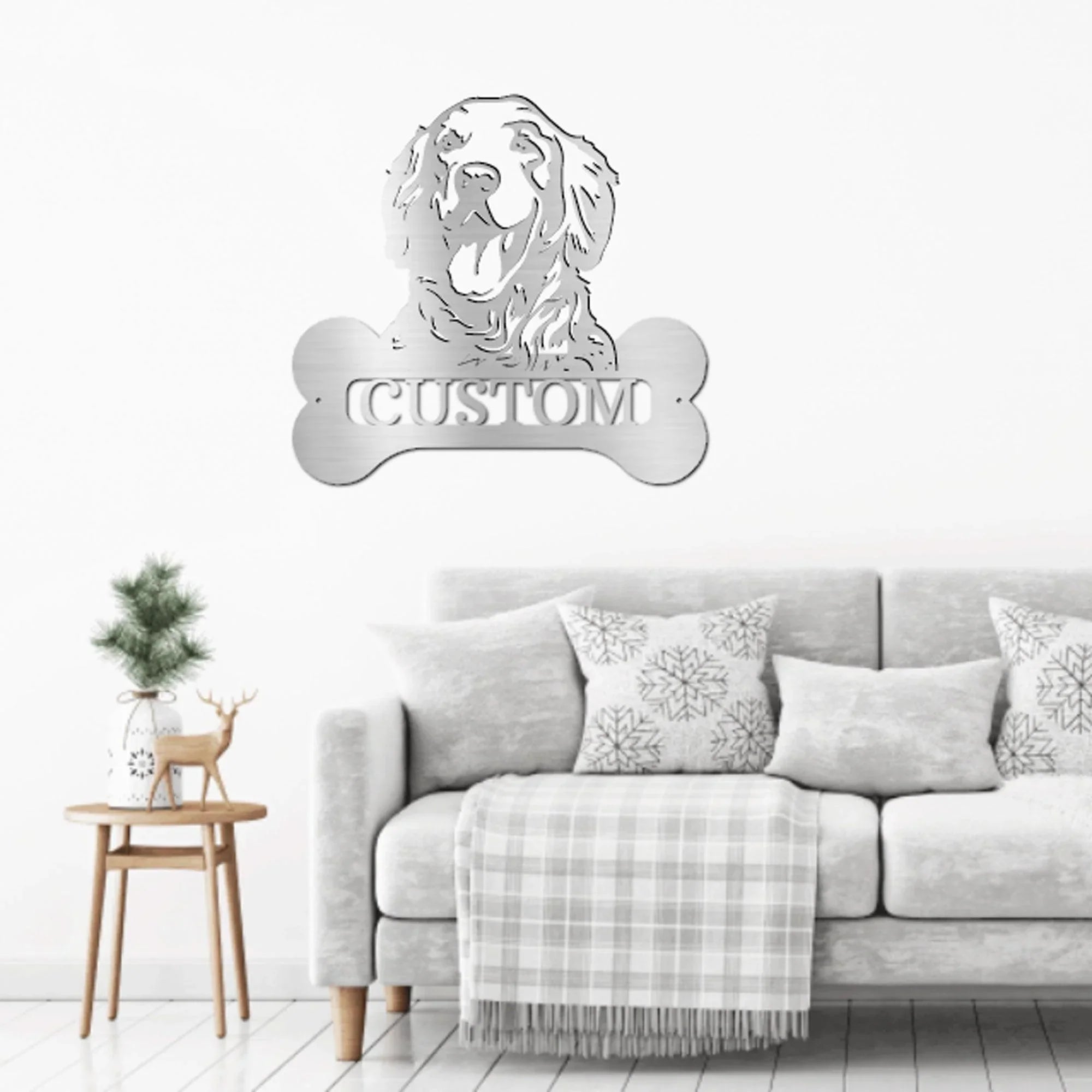 Golden Retriever Dog Custom Name Metal Art Wall Sign