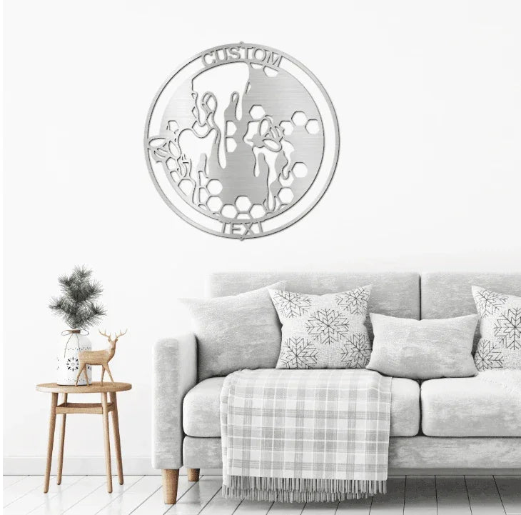 Honeybee Custom Name Metal Art Wall Sign