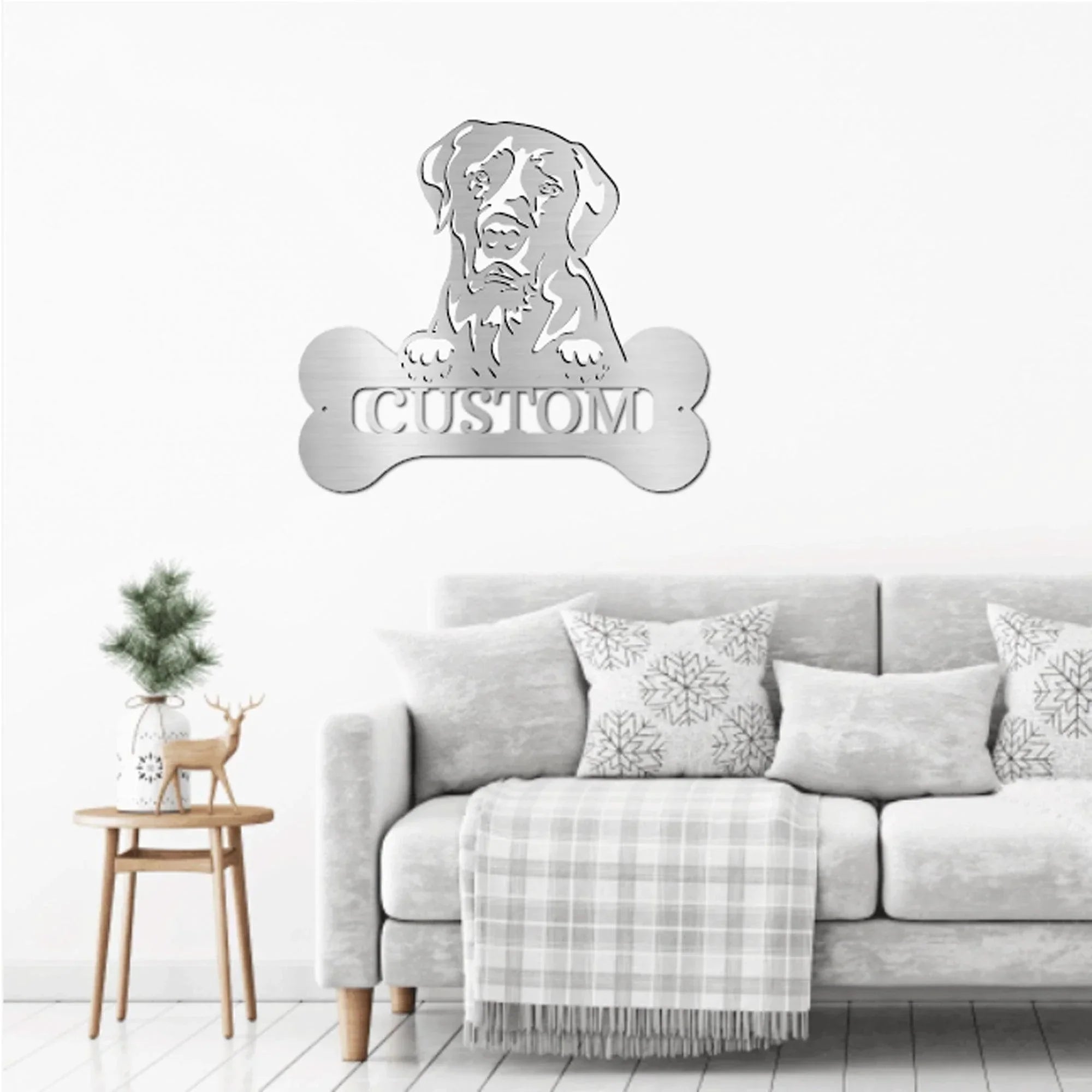 Labrador Retriever Dog Custom Name Metal Art Wall Sign
