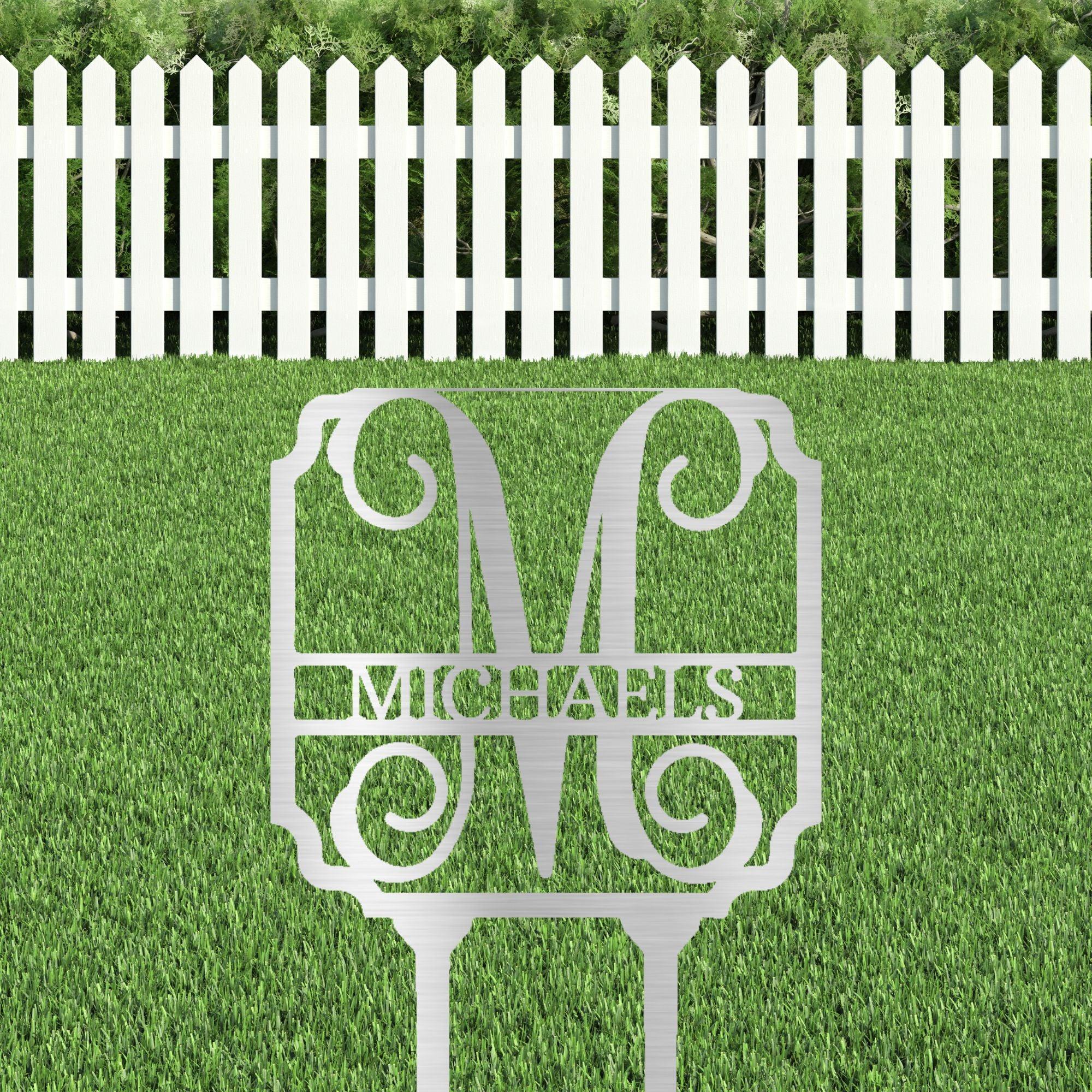 Vine Custom Name Initial Address Garden Lawn Yard Steel Stake Sign - Mallard Moon Gift Shop