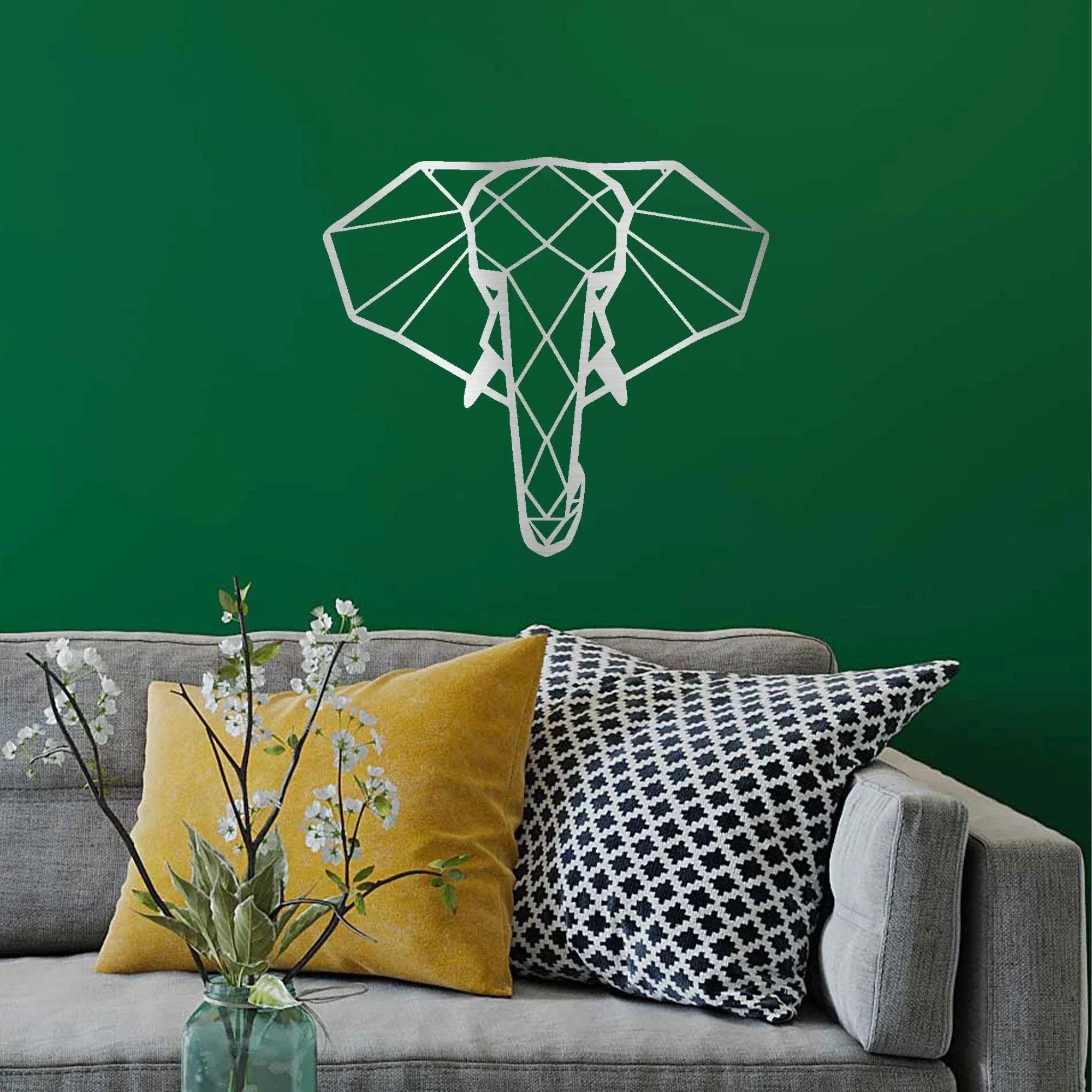 Geometric Elephant Indoor Outdoor Steel Wall Sign