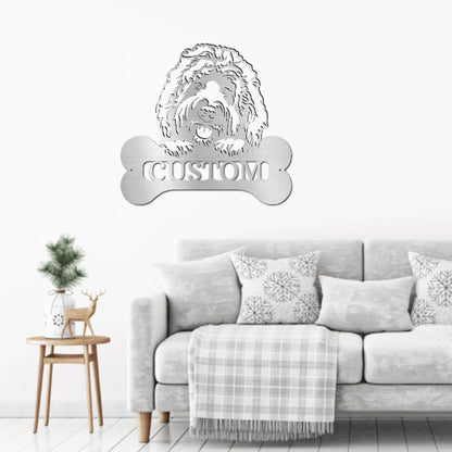 Goldendoodle Dog Custom Name Metal Art Wall Sign - Mallard Moon Gift Shop