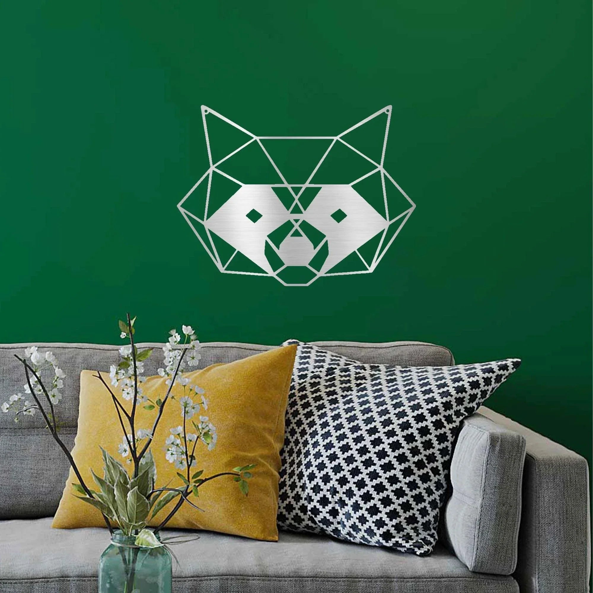 Geometric Raccoon Indoor Outdoor Steel Wall Sign