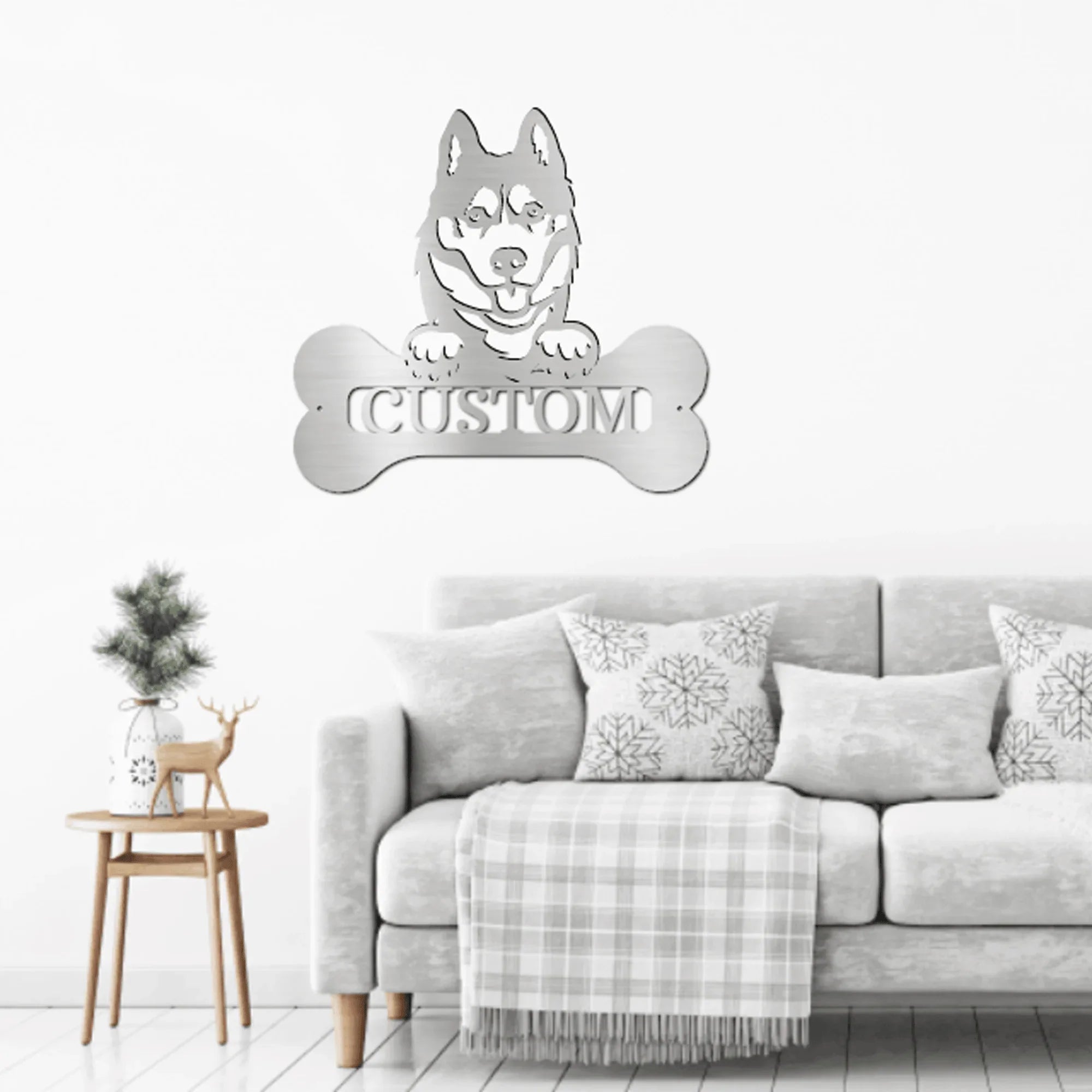 Siberian Husky Dog Custom Name Metal Art Wall Sign