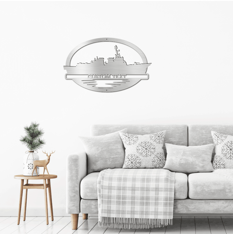 Navy Battleship USS Bulkeley Silhouette Custom Metal Art Wall Sign - Mallard Moon Gift Shop