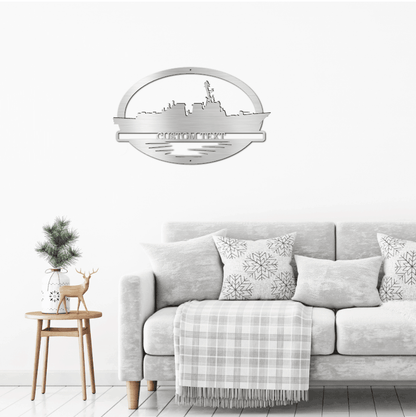 Navy Battleship USS Bulkeley Silhouette Custom Metal Art Wall Sign - Mallard Moon Gift Shop
