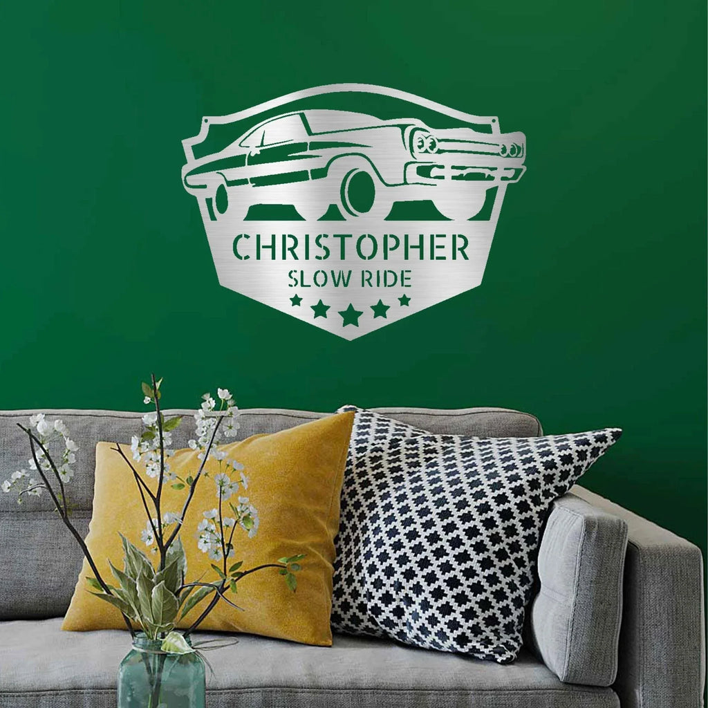 Classic Car Custom Name Indoor Outdoor Steel Wall Sign