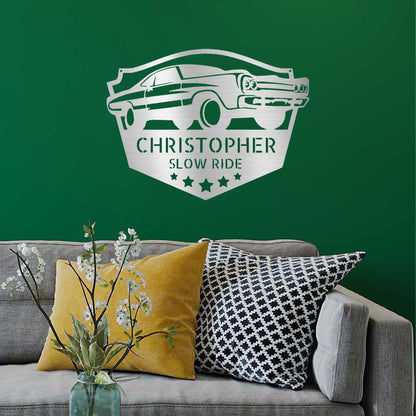 Classic Car Custom Name Indoor Outdoor Steel Wall Sign - Mallard Moon Gift Shop
