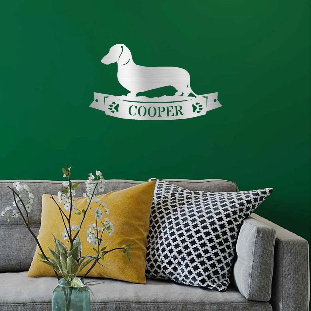Dachshund Banner Monogram - Steel Sign
