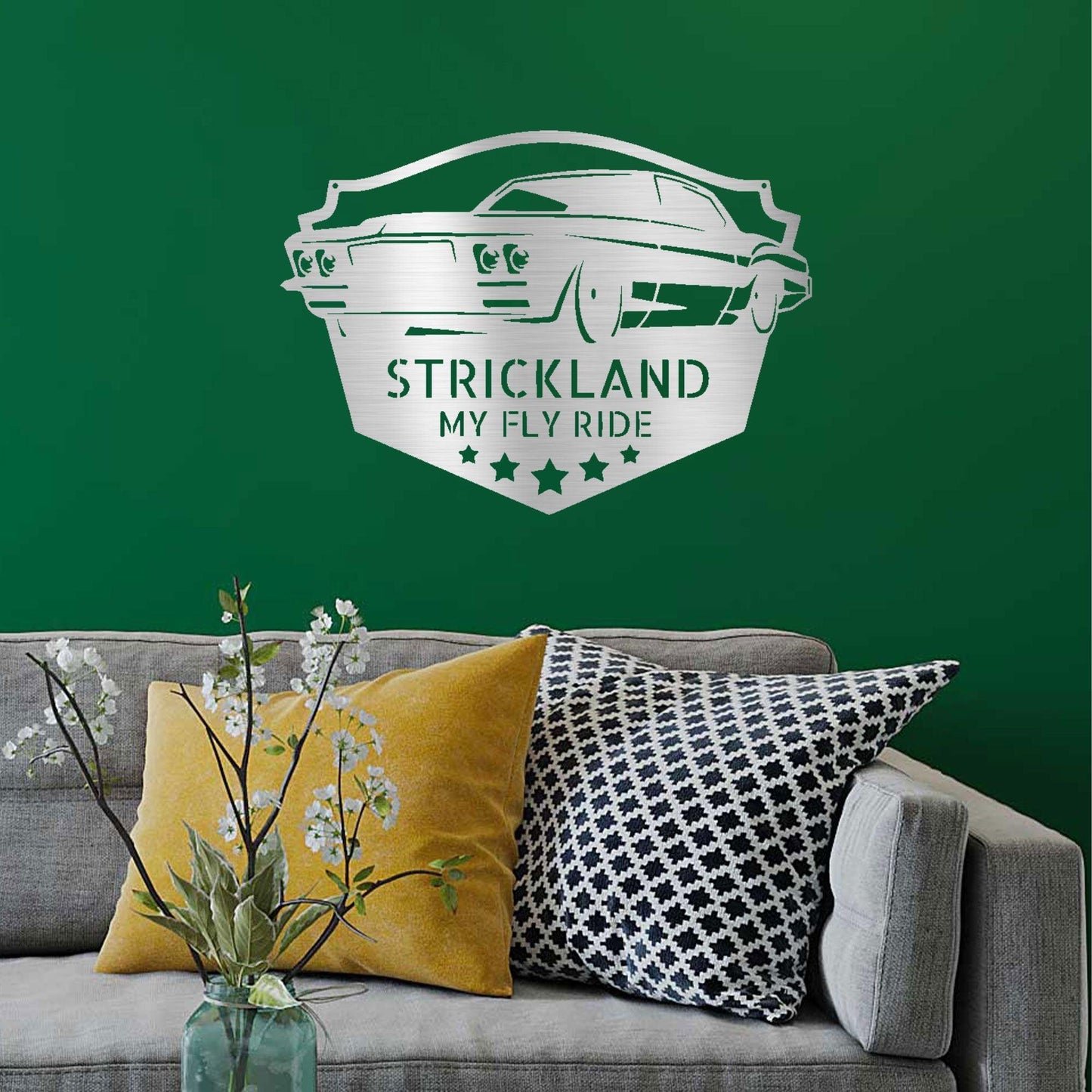 Classic Muscle Car Personalized Name Metal Art Wall Sign - Mallard Moon Gift Shop